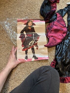 Ruffle Vamp Kids Costume - Black and Deep Pink